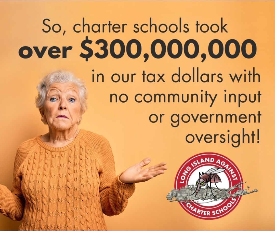 Charter schools took over $300,000,000 in our tax dollars with no community input or government oversight!